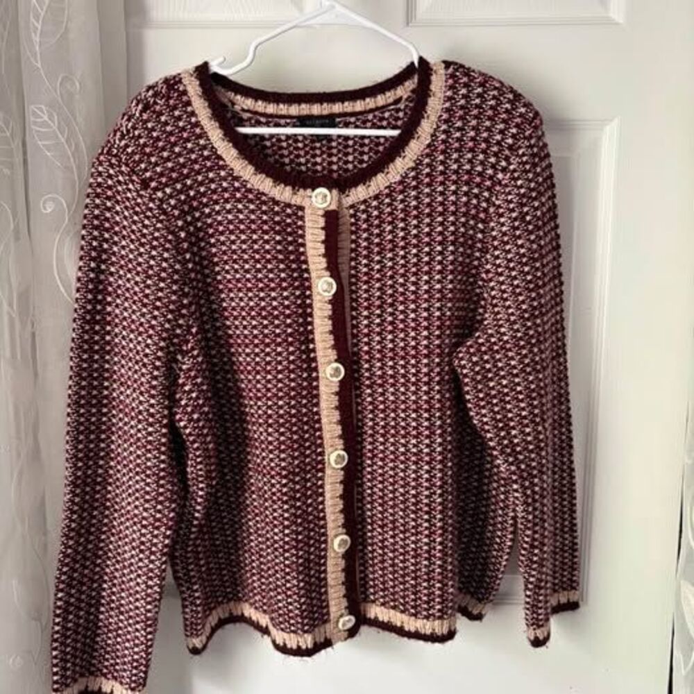 Talbots Wool Blend Marled Knit Button-Front Cardigan Women's plus size 2X